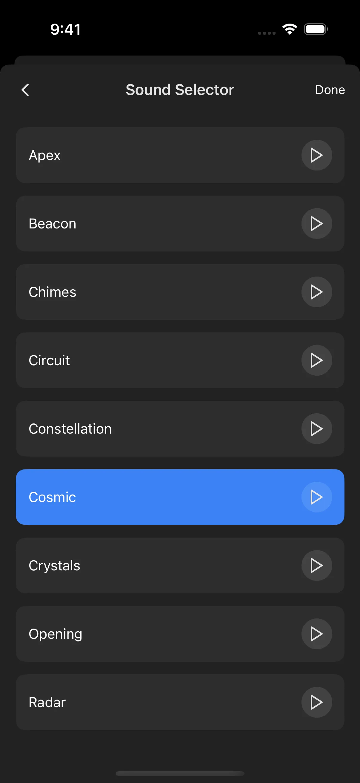 Sound Selection Screenshot